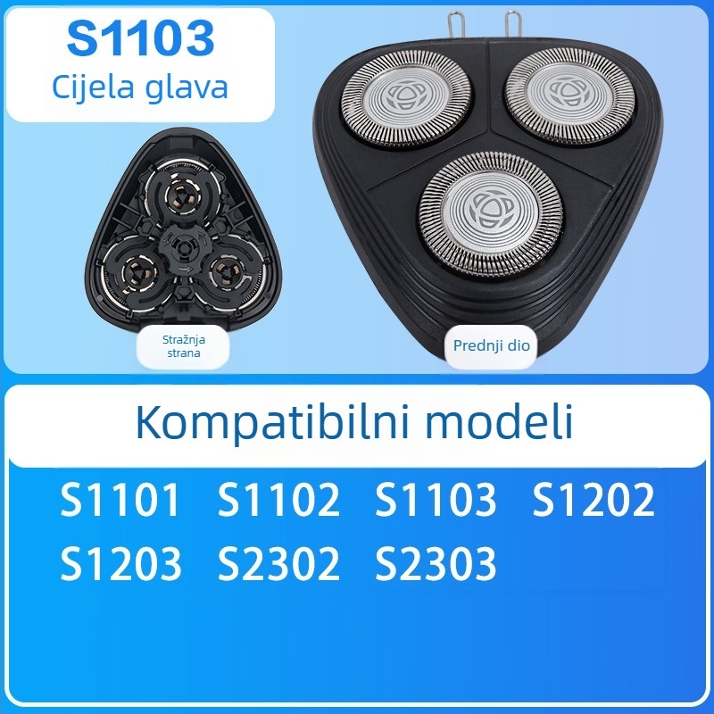 Philips Series 1000 zamjenska glava za brijanje – rotirajuća glava s 3 oštrice – kompatibilna s 1020s, 1010s, 1050