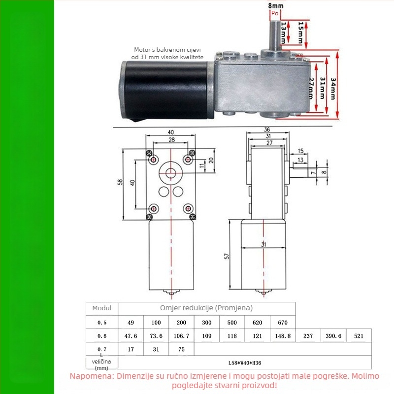 Chenxin mikro DC motor s vretenastim reduktorom, 12–24V, visok moment 5840, jednoosni motor, regulacija brzine, automatsko zaključavanje