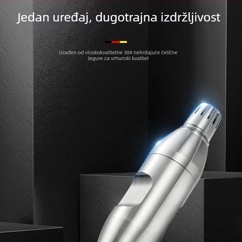 Električni trimer za nosne dlake, odvojiva i periva glava, ABS kućište, radi na baterije, prenosiv