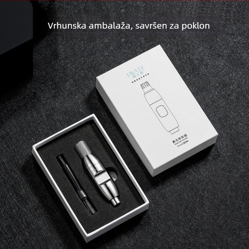 Električni trimer za nosne dlake, odvojiva i periva glava, ABS kućište, radi na baterije, prenosiv