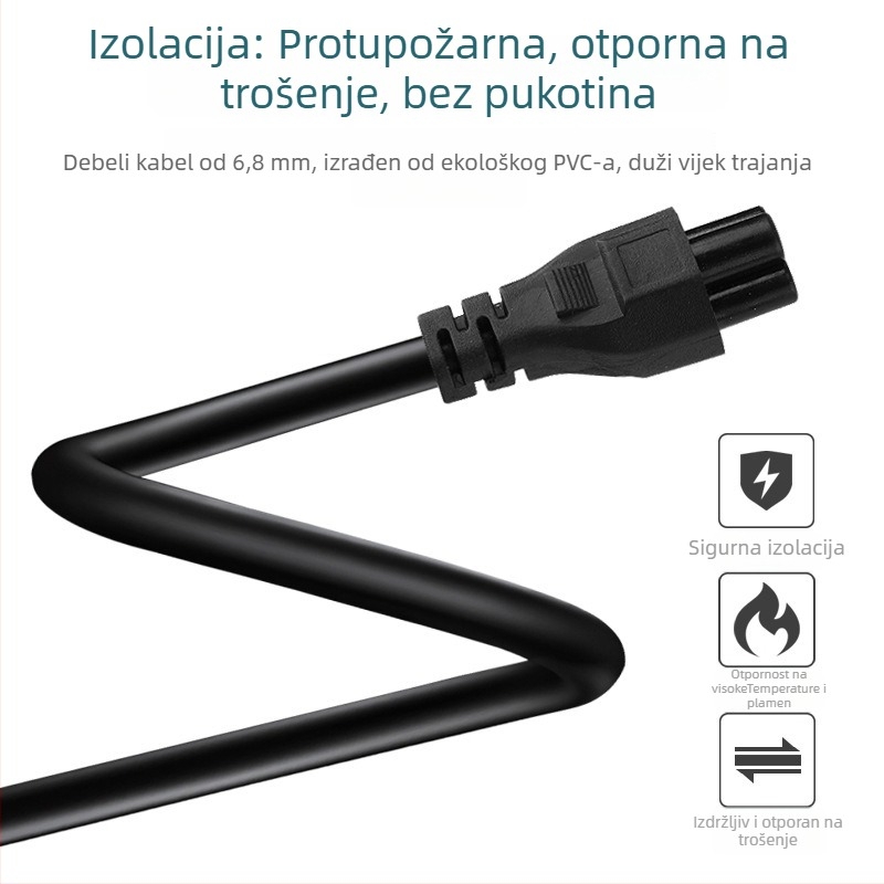Kabel napajanja za prijenosno računalo, čisti bakar, CCC certificiran, 3x0.75 mm², GB standard