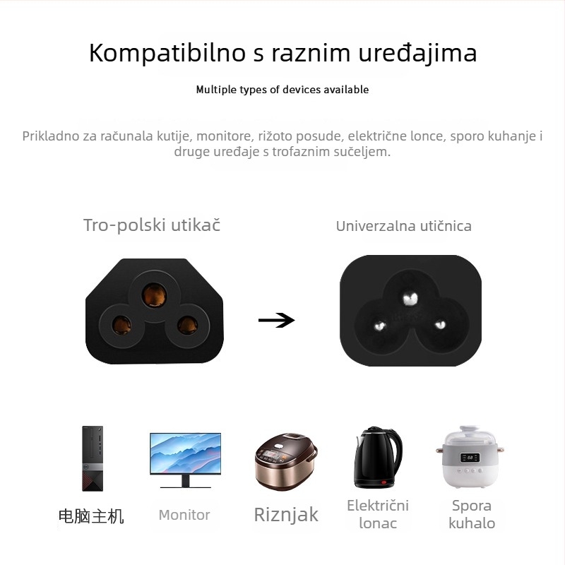 Napajanje kabel, bakar obloženi aluminijski vod, 3-žilni, japanski standard dvopinski utikač, 28×0,15 mm²