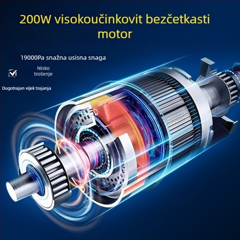 Prijenosni usisavač za automobil s snažnim usisavanjem 16000 Pa, 7,5 V, 80 W, punjiv, bežični