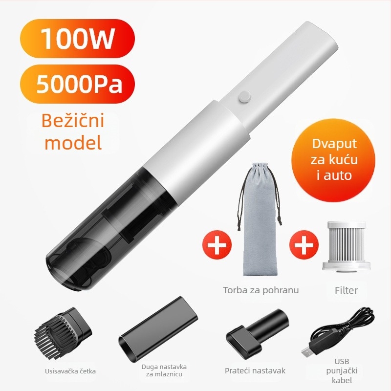 Miaokas prijenosni usisavač za automobil — bežični, 5500 Pa usisne snage, 12V, 100W