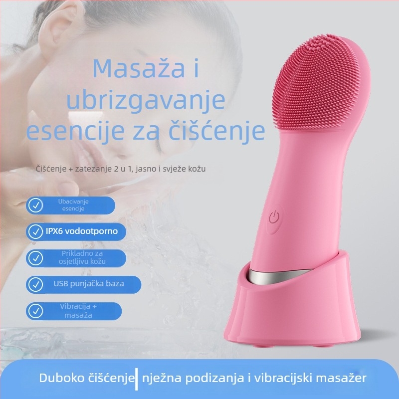 Električni silikon za čišćenje lica s vibrirajućom glavom – čišćenje pora i crnih točkica