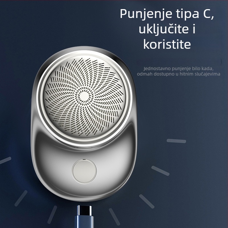 Električni mini brijač za muškarce, prijenosna rotirajuća glava, periva glava, s ugrađenom baterijom 100–300 mAh, motor bez četkica, tiši rad