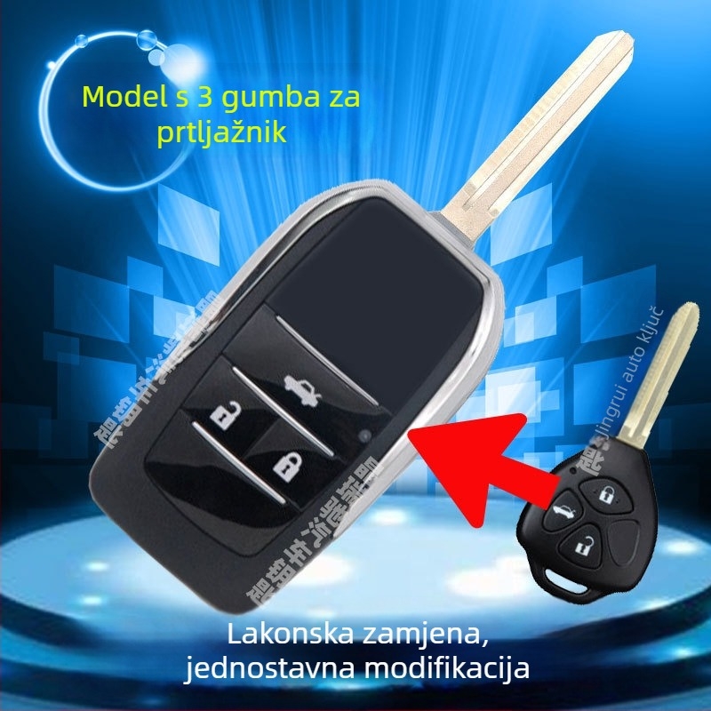Sklopivi kućište ključa za Toyota: Corolla, Camry, RAV4, Crown — model ft002, Jingruichi branda, bez daljinskog upravljanja