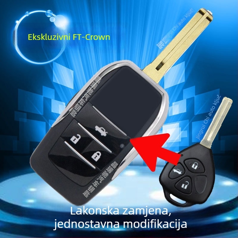 Sklopivi kućište ključa za Toyota: Corolla, Camry, RAV4, Crown — model ft002, Jingruichi branda, bez daljinskog upravljanja