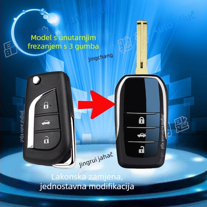 Sklopivi kućište ključa za Toyota: Corolla, Camry, RAV4, Crown — model ft002, Jingruichi branda, bez daljinskog upravljanja