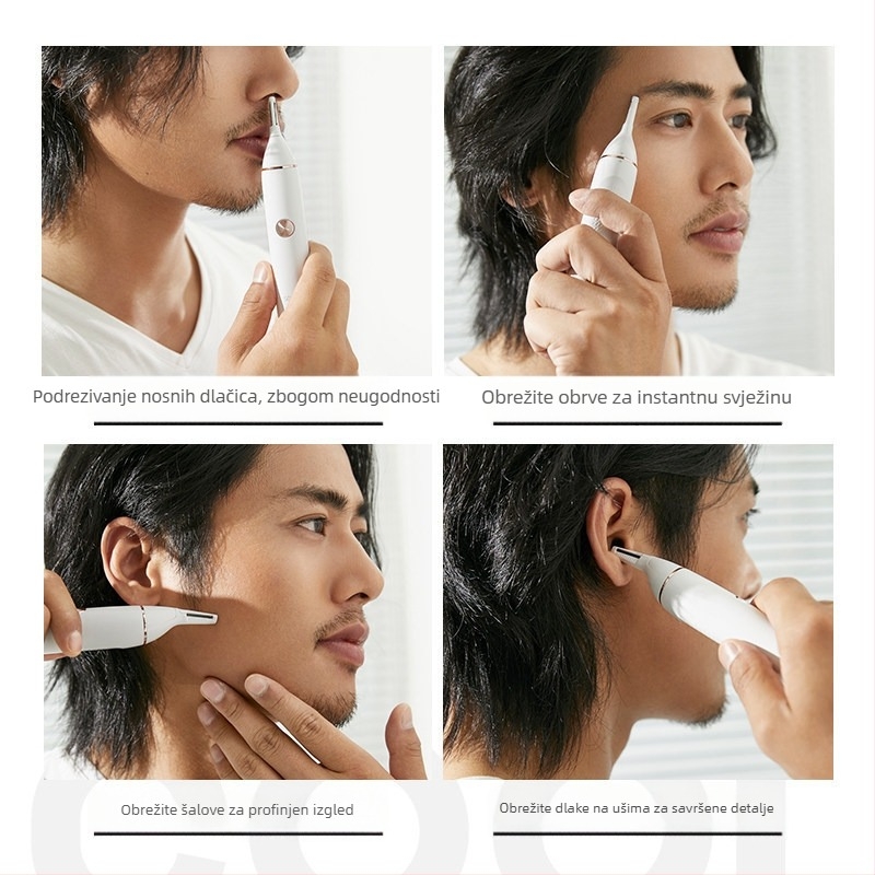 Trimer za nosne dlake, baterijski pogon, ABS kućište, uklonjiva glava za jednostavno čišćenje, perivi, uklonjiva baterija, trajanje baterije više od 30 dana