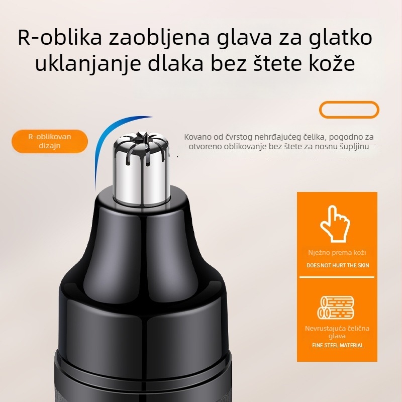 Gillai trimer za nosne dlačice - USB punjenje, prijenosno i kompaktno, zamjenjiva i periva glava rezača, ABS kućište