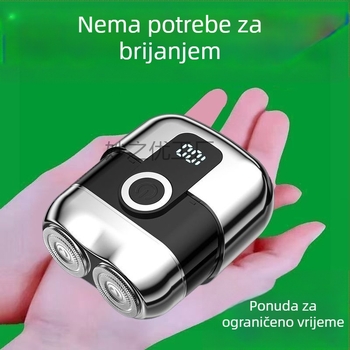 Električni brijač s plutajućom glavom, rotacijska glava s dvije oštrice, izmjenjiva i periva glava, punjiv, motor bez četkica