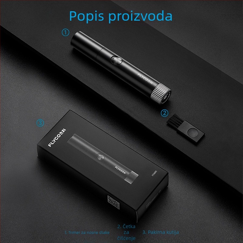 Trimer za nos Flyco/Feike, baterijsko napajanje, ABS kućište, odvojiva i periva glava za rezanje