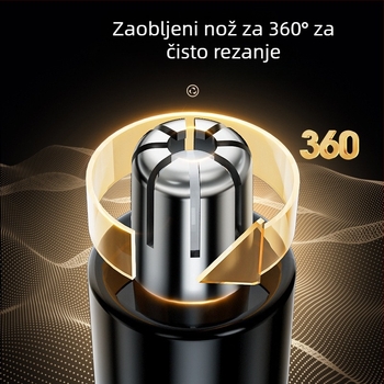 Električni trimer za nos, mini alat za njegu, glava za rezanje koja se može oprati, punjiva baterija, trajanje >50 dana