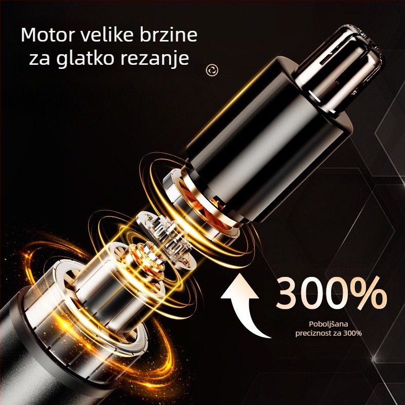 Električni trimer za nos, mini alat za njegu, glava za rezanje koja se može oprati, punjiva baterija, trajanje >50 dana