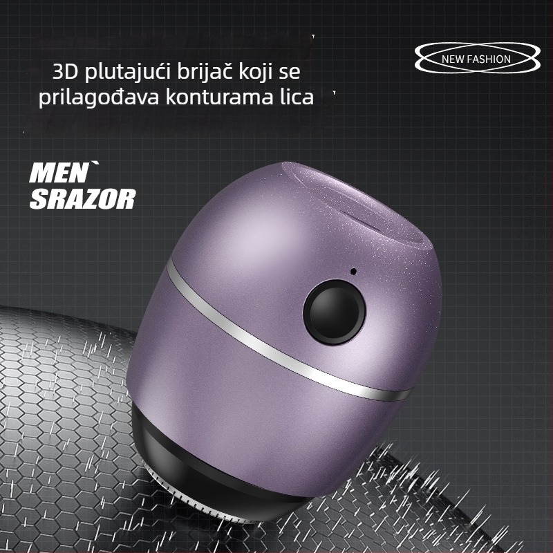 Električna britvica za muškarce, USB punjenje, prijenosna mini putna britva, kompaktna i snažna, s ugrađenom baterijom 300–500 mAh, motor s četkicama, buka ispod 36 dB
