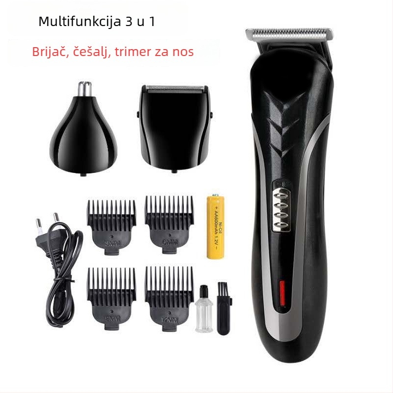 Fly nits 5388 Set za kosu: Kosič, Brijač i Trimer za nos, Bezčetkasti motor, Titanijumovi noževi, Ugrađena baterija 500–800 mAh, Rad 1–3 h, Tiho < 36 dB
