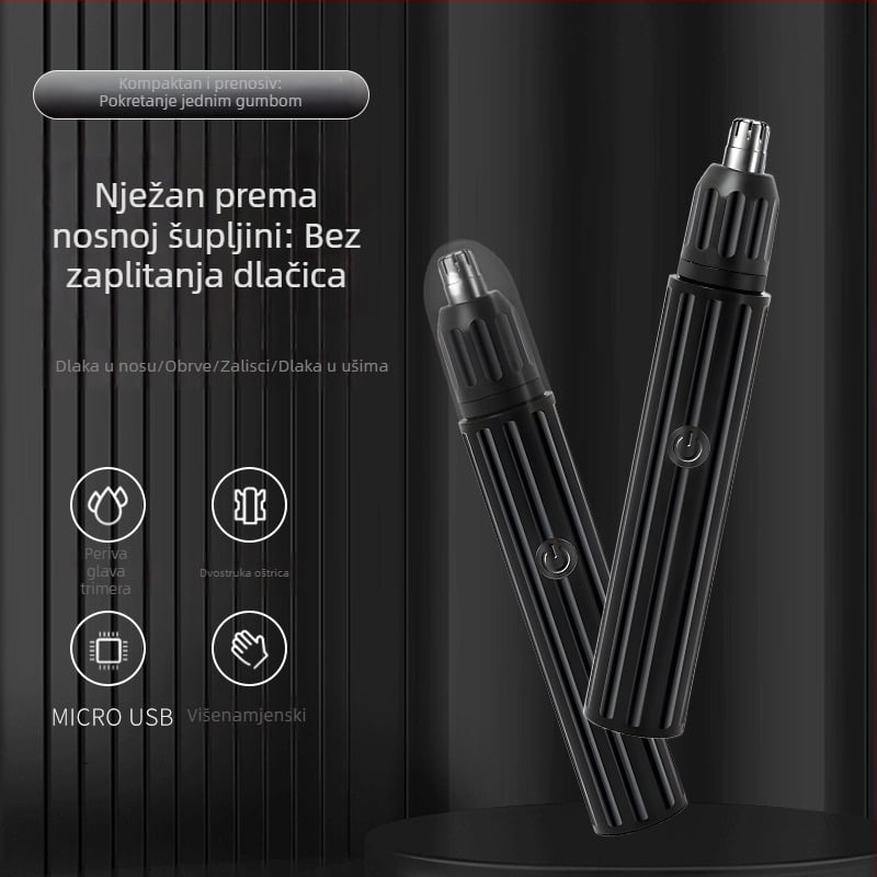 Trimer za nos za odrasle, električni, tih, s ugrađenom baterijom, uklonjiva glava oštrice