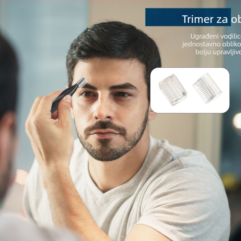 Električni trimer za nos i obrve – punjivi, ugrađena baterija 300–500 mAh, odvojiva i periva glava za rezanje, duga trajnost pripravnosti više od 50 dana