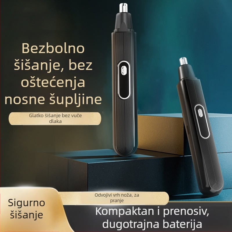 Nosni trimer USB punjenje, odvojiva i periva oštrica, baterija 300–500 mAh, trajanje baterije više od 15 dana
