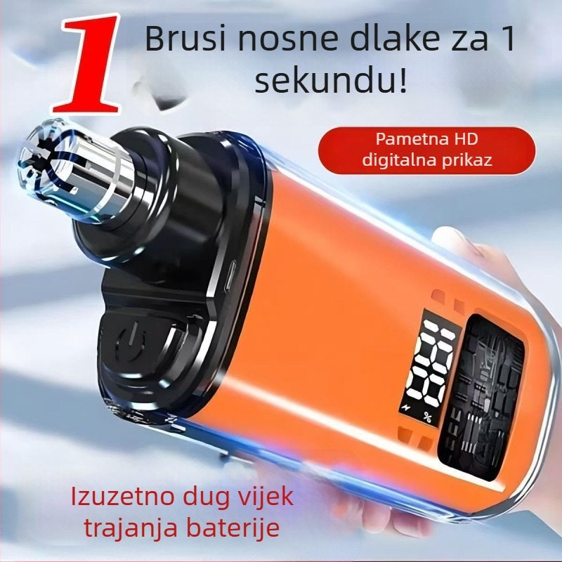 Električni trimer za nosne dlačice, kućište od ABS-a, napajanje iz mreže, nije za pranje vodom, nema ugrađenu bateriju