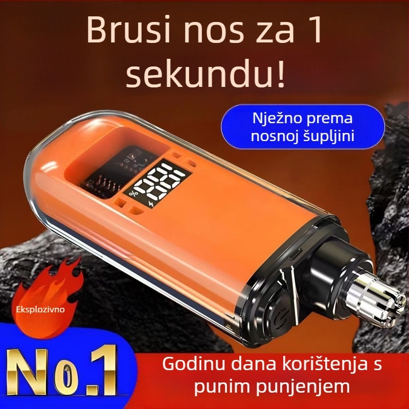 Električni trimer za nosne dlačice, kućište od ABS-a, napajanje iz mreže, nije za pranje vodom, nema ugrađenu bateriju