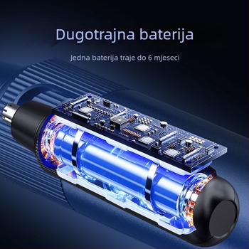 Električni trimer za nosne dlake, punjivi model, s ugrađenom baterijom, odvojiva i periva glava za rezanje, trajanje baterije preko 7 dana, kapacitet baterije 100-300 mAh