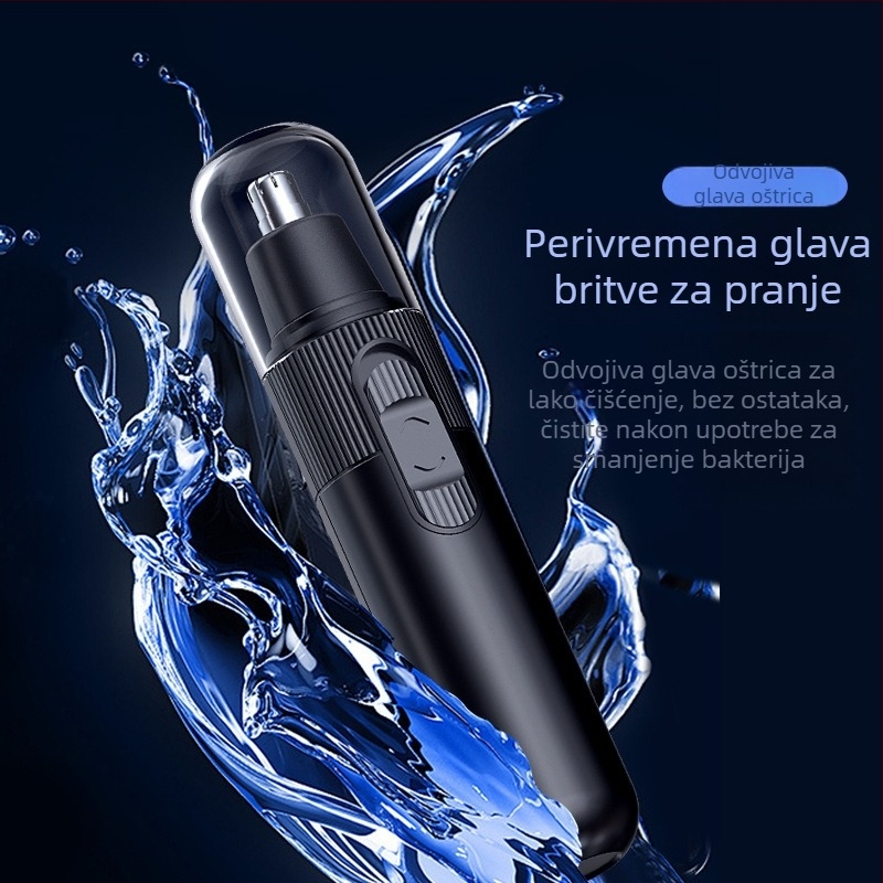 Električni trimer za nosne dlake, punjivi model, s ugrađenom baterijom, odvojiva i periva glava za rezanje, trajanje baterije preko 7 dana, kapacitet baterije 100-300 mAh