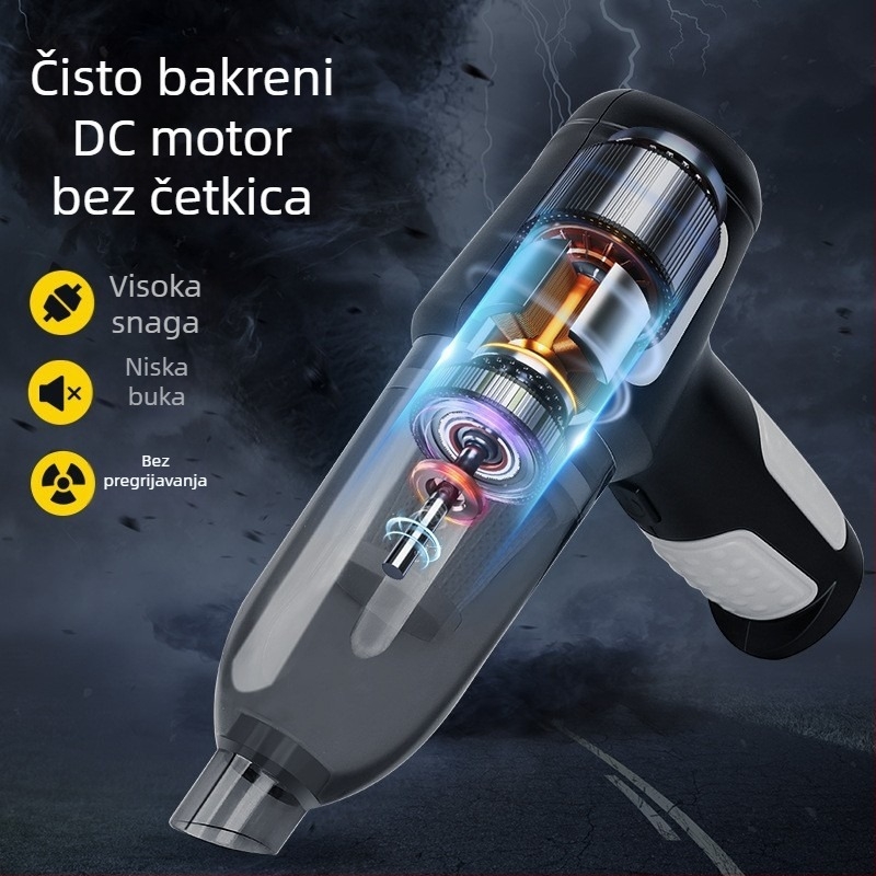 Bežični ručni usisivač za automobil, prijenosni, 10000 Pa usisavanja, 7,4 V, 120 W, Punjiv