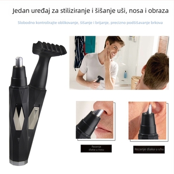 Višenamjenski trimer za nosne dlake i obrve, USB punjenje, periva glava, ugrađena baterija, težina 110 g, trajanje baterije preko 30 dana