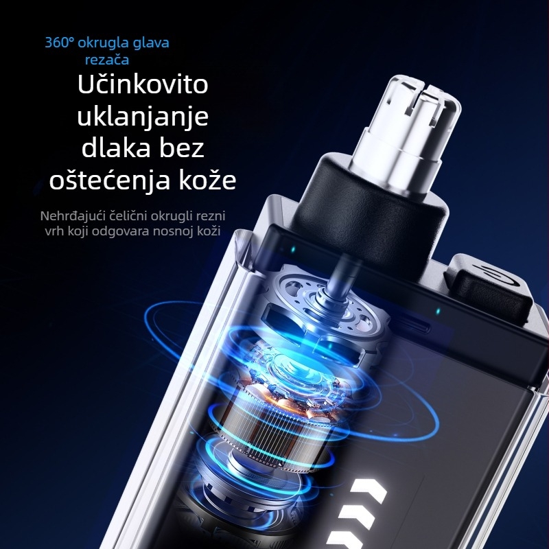 Trimer za nosnu kosu, punjiv, vodootporan i periv, s ugrađenom baterijom, trajanje baterije 7+ dana