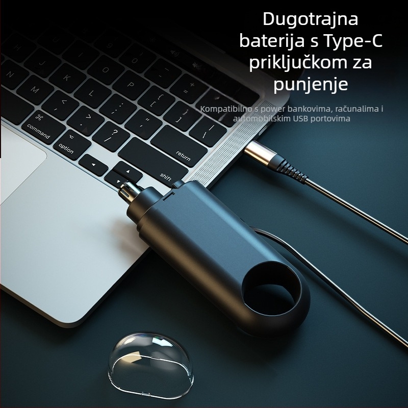 Whale električni trimer za nos – ABS kućište, odvojiva periva oštrica, ugrađena baterija 300–500 mAh, trajanje rada više od 7 dana