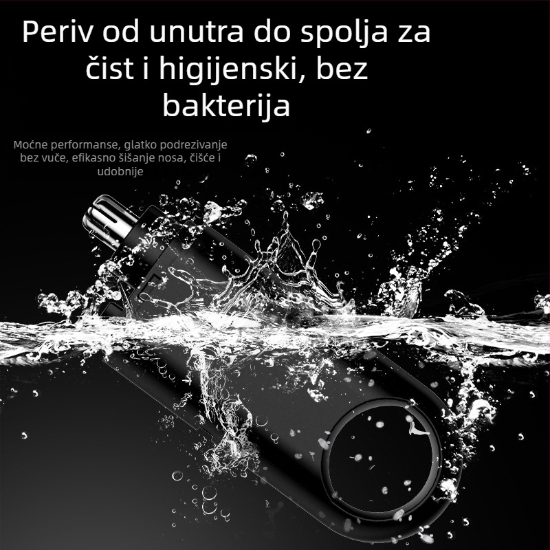 Whale električni trimer za nos – ABS kućište, odvojiva periva oštrica, ugrađena baterija 300–500 mAh, trajanje rada više od 7 dana