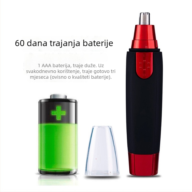Muški električni trimer za nos, ABS kućište, napajanje baterijom, odvojiva oštrica za pranje vodom, bez ugrađene baterije