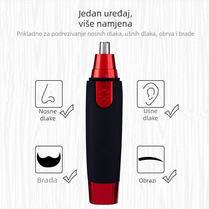 Muški električni trimer za nos, ABS kućište, napajanje baterijom, odvojiva oštrica za pranje vodom, bez ugrađene baterije