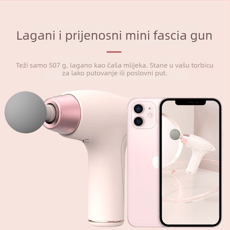 Mini masažni pištolj za fasciju, motor bez četkica, 27W, 4 glave, 4 brzine, buka ispod 36 dB