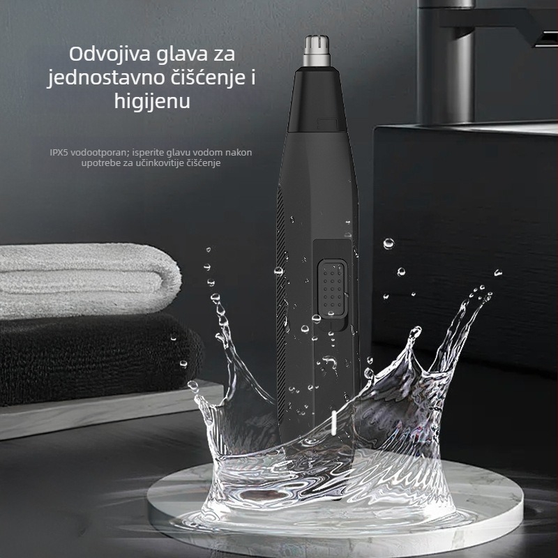 RESUXI Bežični električni trimer za nosne dlačice – punjivi, ugrađena baterija 300–500 mAh, ABS kućište, potpuno pranje tijela, trajanje baterije 15+ dana