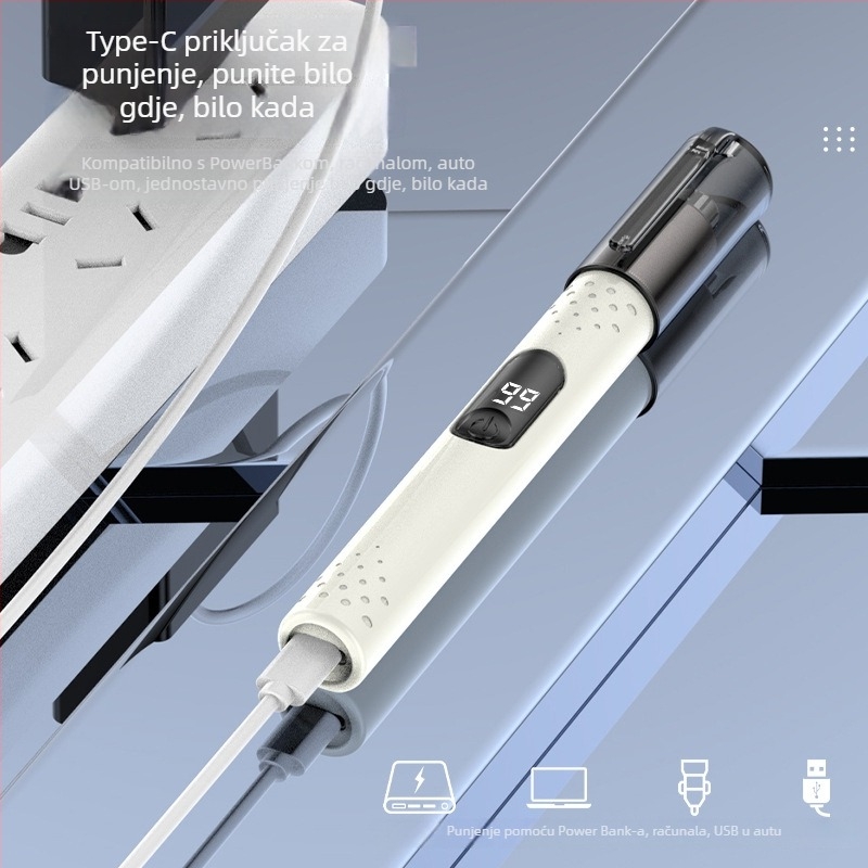 Punjački električni trimer za nosne dlake za muškarce i žene, s odvojnom i perivom glavom oštrice, ugrađena baterija 500-800 mAh, trajanje baterije 30+ dana, vodootporan