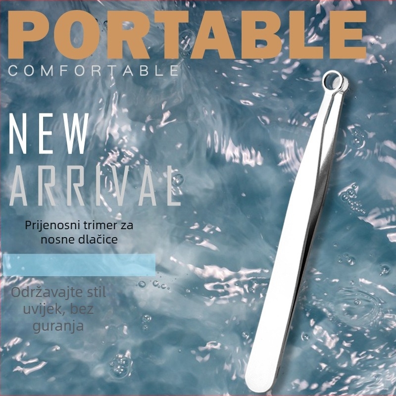 Trimer za nosne dlačice s okruglom glavom, ručni, nehrđajući čelik 301 (termička obrada), periv pod vodom, napajanje iz vanjskog izvora, bez baterije