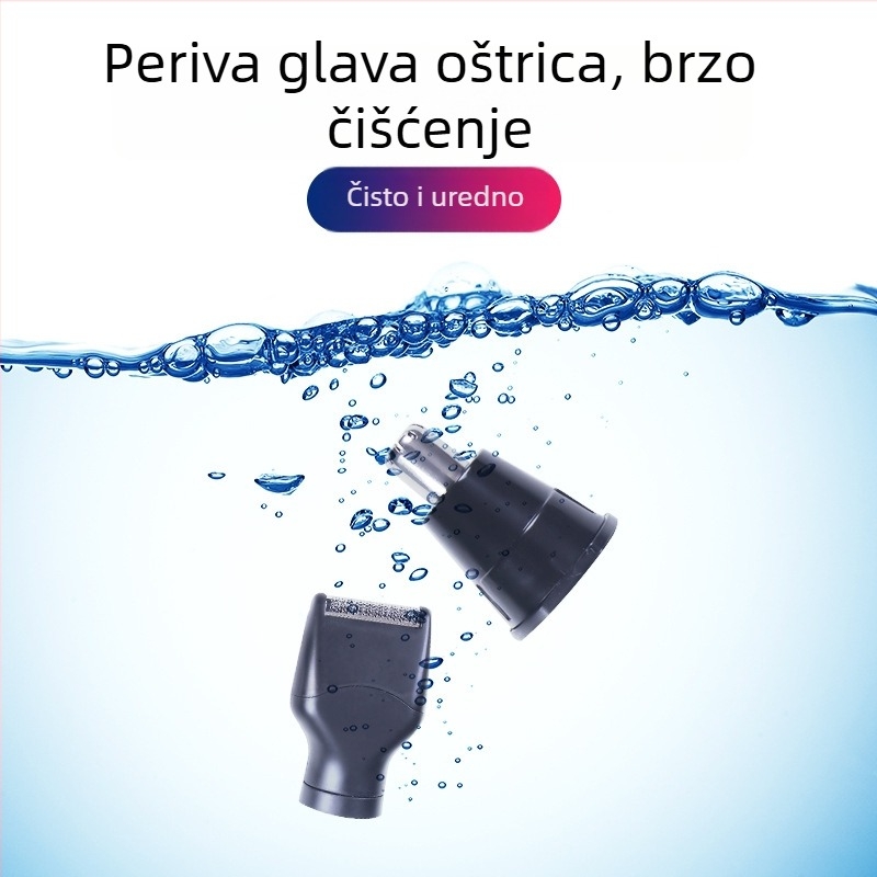 SOLIMPIA 4-u-1 električni uređaj za nosne dlačice, brijanje i oblikovanje obrva — punjiv, vodootporan, periv pod vodom, baterija 500–800 mAh, trajanje rada preko 7 dana