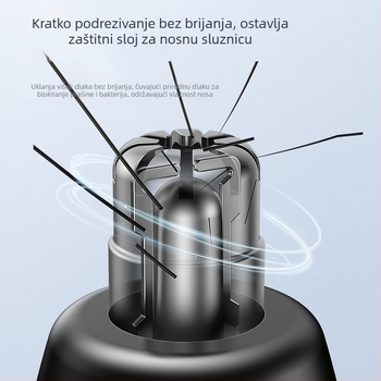 Električni nosni trimer – punjiv, periv, s odvojivom glavom za rezanje, ABS kućište, ugrađena baterija 800–1000 mAh