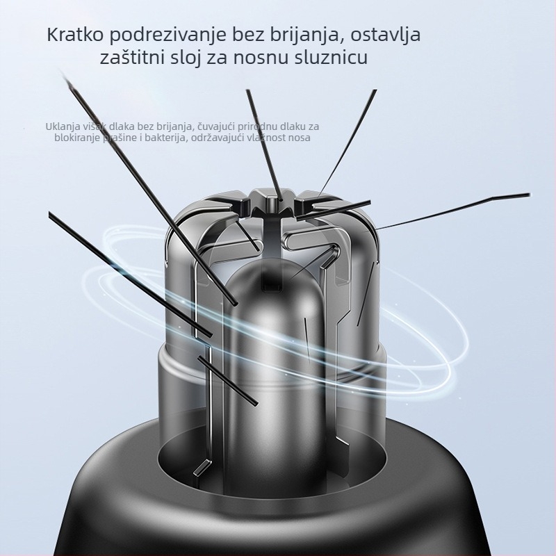 Električni nosni trimer – punjiv, periv, s odvojivom glavom za rezanje, ABS kućište, ugrađena baterija 800–1000 mAh
