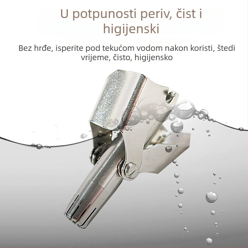 Trimer za nosne dlačice - nehrđajući čelik, ručni, prijenosni, s baterijom za suho napajanje, periv