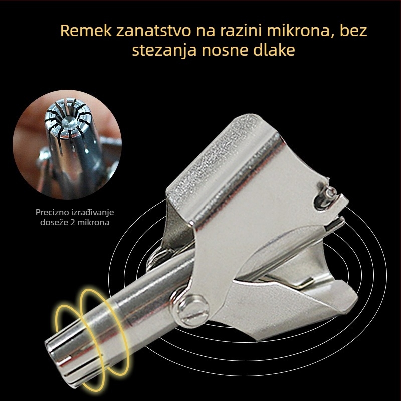 Trimer za nosne dlačice - nehrđajući čelik, ručni, prijenosni, s baterijom za suho napajanje, periv