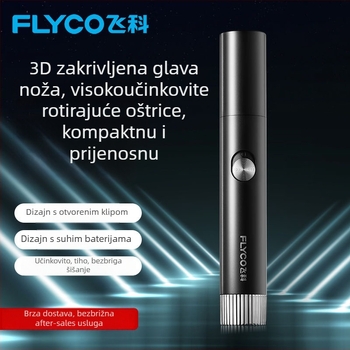Flyco električni trimer za nos, ABS, ugrađena baterija, izmenjiva i periva glava, Unisex
