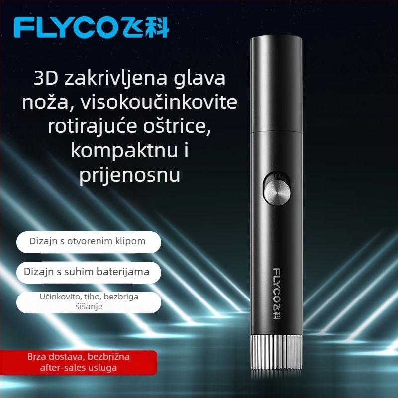 Flyco električni trimer za nos, ABS, ugrađena baterija, izmenjiva i periva glava, Unisex