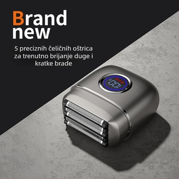 Langfu električni brijač s glavom od 5 oštrica, LED zaslon, USB punjenje, mokro/suho brijanje, ugrađena baterija 1200–2000 mAh