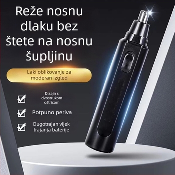 Trimer za nosne dlačice, punjiv, ugrađena baterija 300–500 mAh, vijek baterije preko 50 dana, nije moguće prati vodom