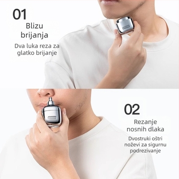 Prijenosno električno brijanje s USB punjenjem, rotirajuća glava sa 2 oštrica, motor bez četkica, perive oštrice
