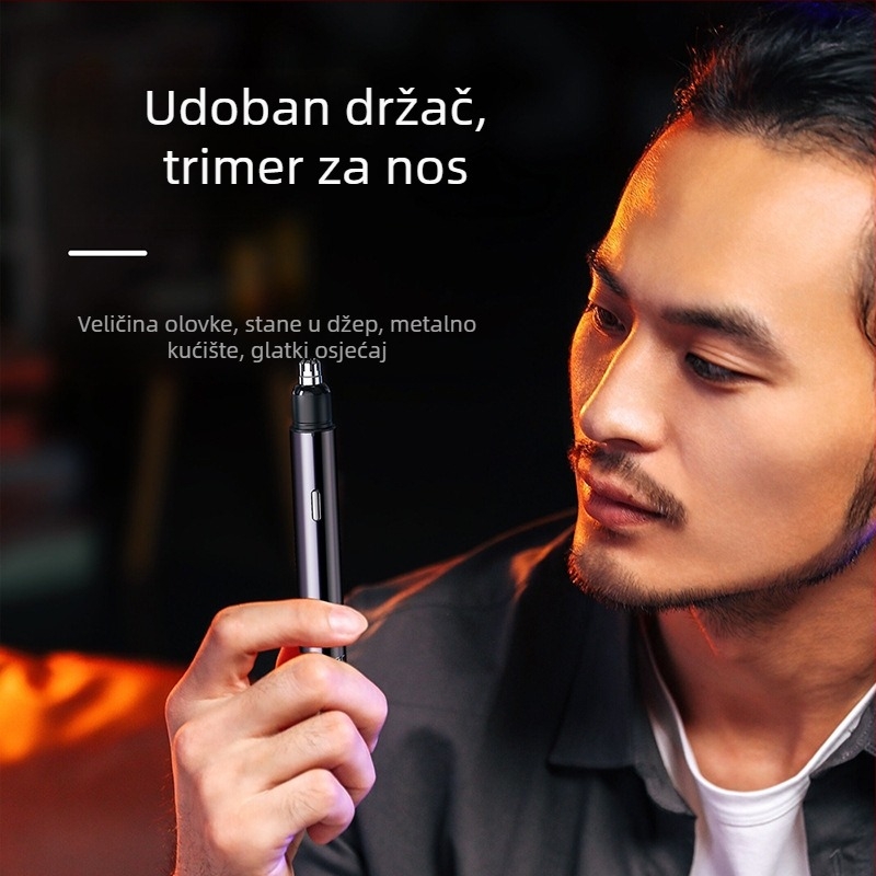 Trimer za nos – Električni, USB napajanje, Ugrađena baterija, ABS kućište, 300–500 mAh, Trajanje preko 15 dana
